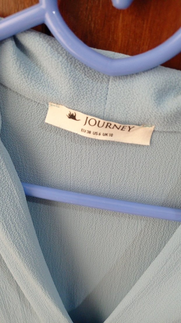 Mavi V Yaka Kolsuz Kadın Bluz - Görsel 2