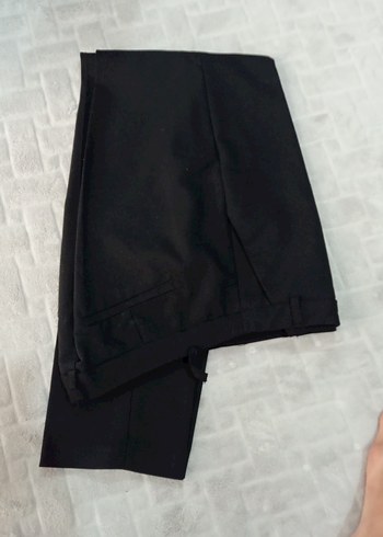 Siyah Midi Kadın Kumaş Pantolon - Görsel 2