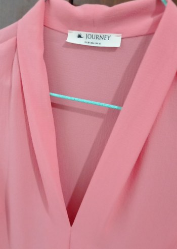 Pembe V Yaka Kolsuz Salaş Bluz - Görsel 3