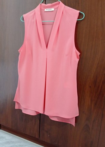 Pembe V Yaka Kolsuz Salaş Bluz - Görsel 5