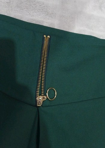 Yeşil Pilili Kısa Midi Etek - Görsel 2