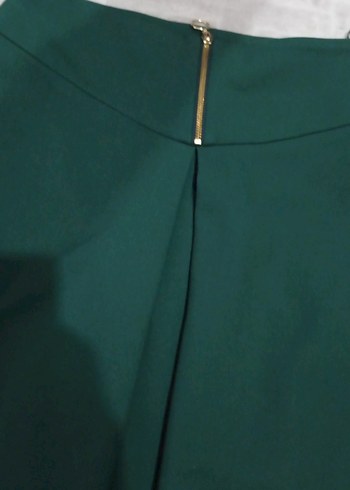 Yeşil Pilili Kısa Midi Etek - Görsel 3