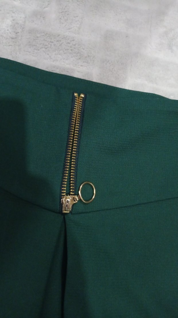 Yeşil Pilili Kısa Midi Etek - Görsel 2