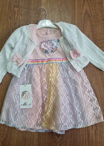 pony Kız Çocuk bakili renkli Elbise ve hırka