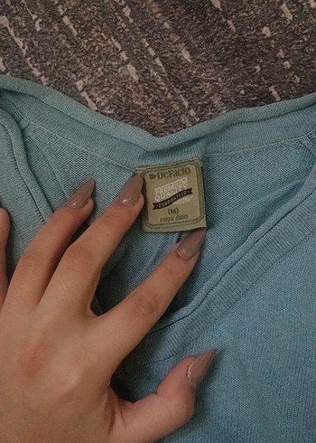 DeFacto mavimsi yeşil V Yakalı Uzun Kollu kazak - Görsel 2