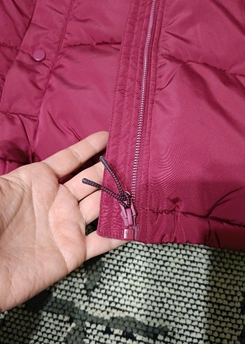 40 Beden bordo Renk Bordo Kadın Midi Boy Sıcak Mont LC Waikiki Mont Sıfır