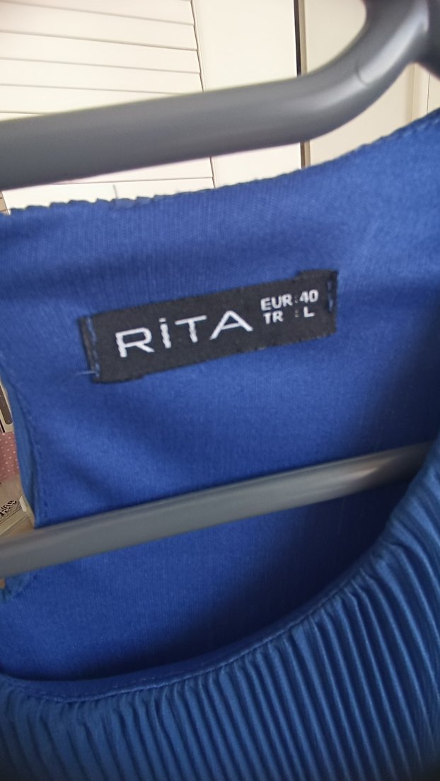 Mavi Piliseli Uzun Kollu Kadın Elbise - Görsel 4