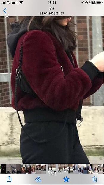 Bershka Bordo kürk