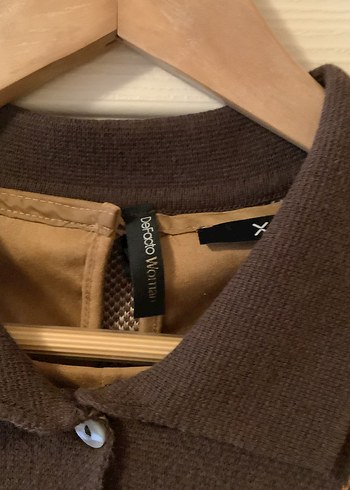 Düğmeli Kahverengi Kısa Kollu Kadın Kazak - Görsel 3