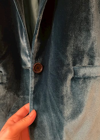 Koton Turkuaz Kadife Ceket - Görsel 2