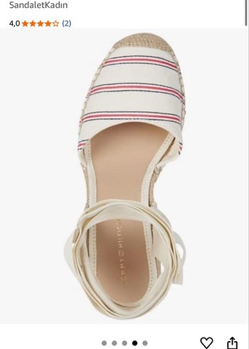 Tommy Hilfiger Beyaz Çizgili Dolgu Topuklu Sandalet - Görsel 3