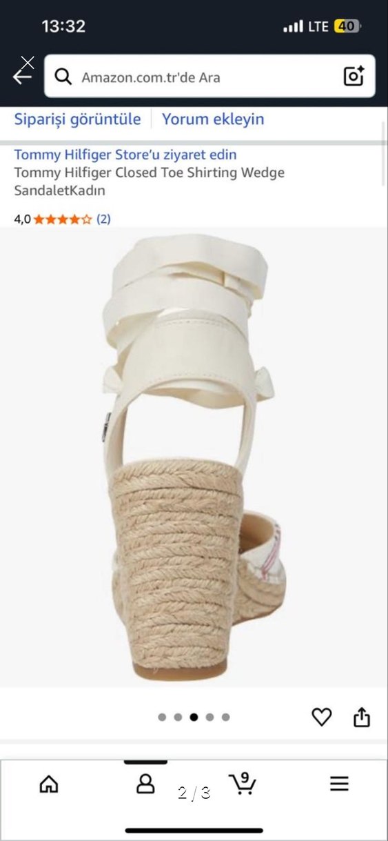 Tommy Hilfiger Beyaz Çizgili Dolgu Topuklu Sandalet - Görsel 2