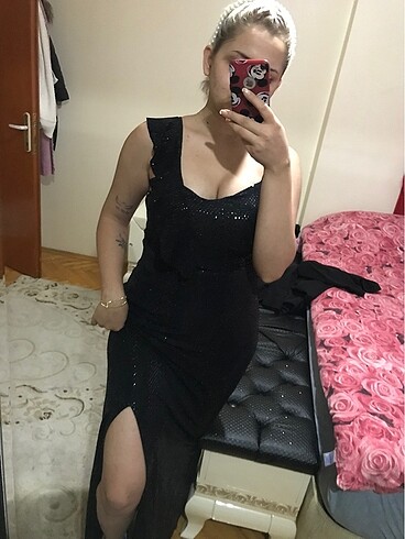 m Beden Yırtmaçlı balık elbise