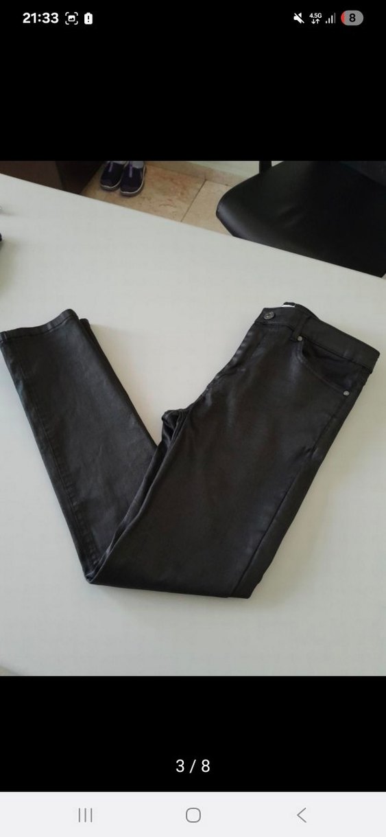 Kadın Siyah Denim Kemerli Skinny Pantolon - Görsel 2