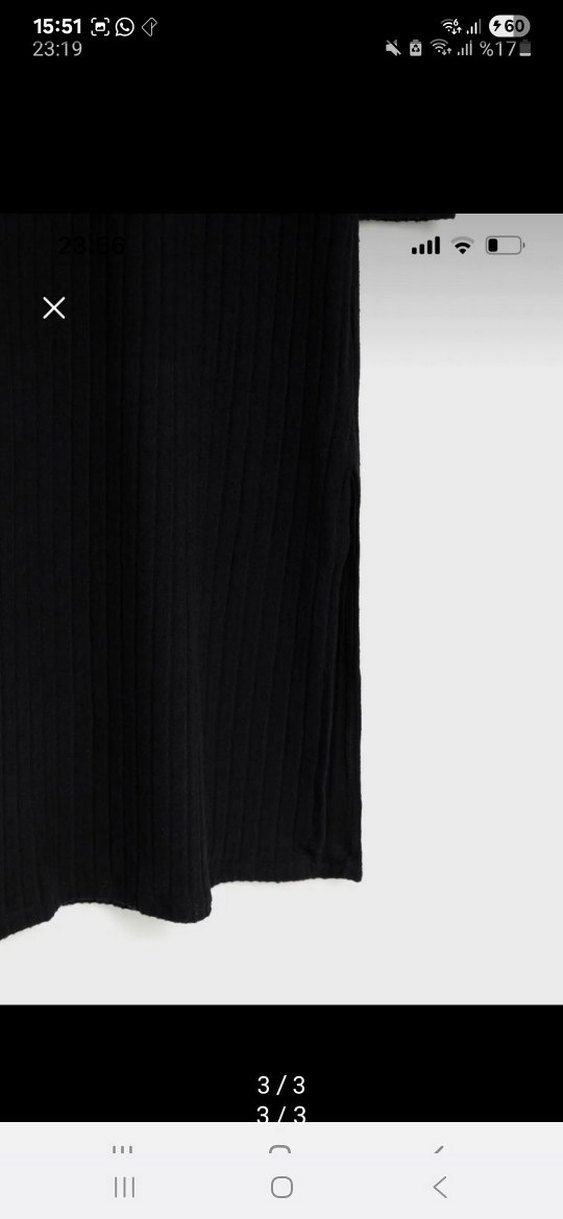 Siyah Yırtmaçlı Uzun Kollu Kadın Elbise - Görsel 3