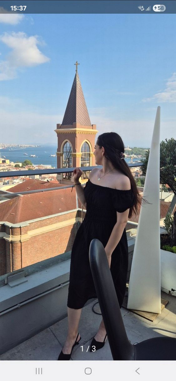 Siyah Straplez Uzun Elbise Ruffle Detaylı - Görsel 3