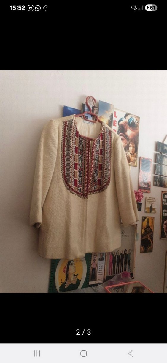 Nakışlı Bohem Kadın Midi Kaban - Görsel 2