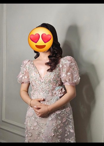 Dantel İşlemeli V Yaka Uzun Nikah Elbisesi - Görsel 5