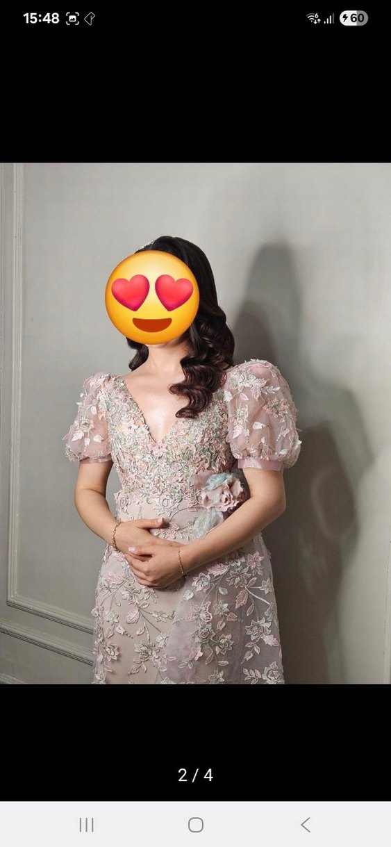 Dantel İşlemeli V Yaka Uzun Nikah Elbisesi - Görsel 5