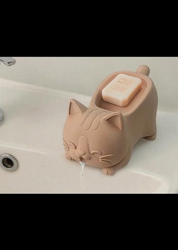 Bej Kedi Şekilli Sabunluk - Görsel 6