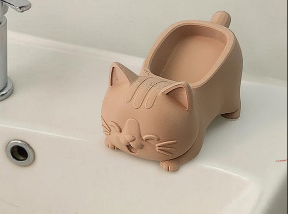 Bej Kedi Şekilli Sabunluk - Görsel 5