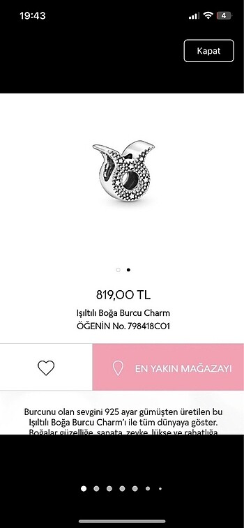 Boğa burcu Pandora charm ve Pandora iki renkli logo bileklik