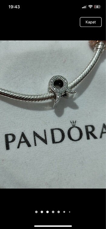 Beden Boğa burcu Pandora charm ve Pandora iki renkli logo bileklik
