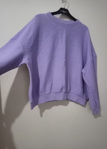 Mor Rahat Kesim Kadın Sweatshirt - Görsel 2