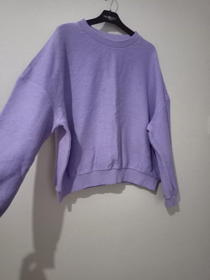 Mor Rahat Kesim Kadın Sweatshirt - Görsel 5