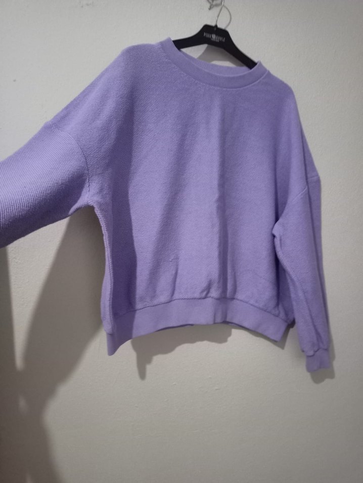 Mor Rahat Kesim Kadın Sweatshirt - Görsel 2