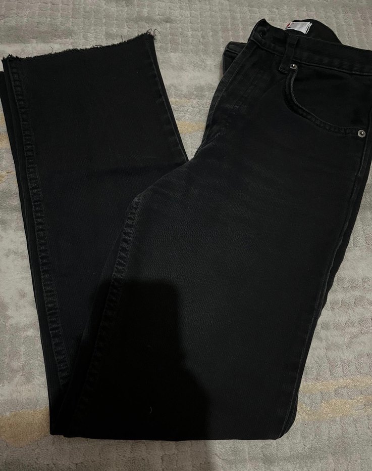Siyah Regular Fit Midi Denim Kadın Jean - Görsel 2
