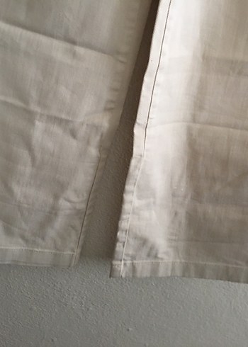 Bej Düğmeli Kadın Keten Pantolon - Görsel 5