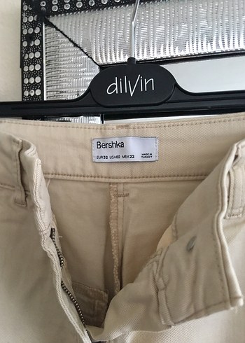 Bej Düğmeli Kadın Keten Pantolon - Görsel 3