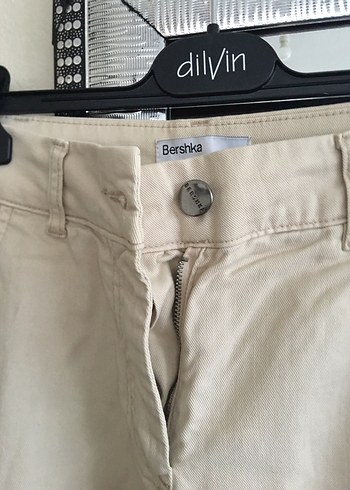 Bej Düğmeli Kadın Keten Pantolon - Görsel 4