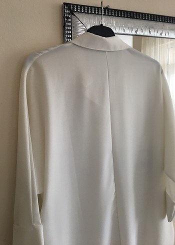 Uzun Kollu Beyaz Kadın Gömlek - Görsel 8
