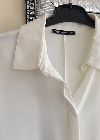 Uzun Kollu Beyaz Kadın Gömlek - Görsel 3