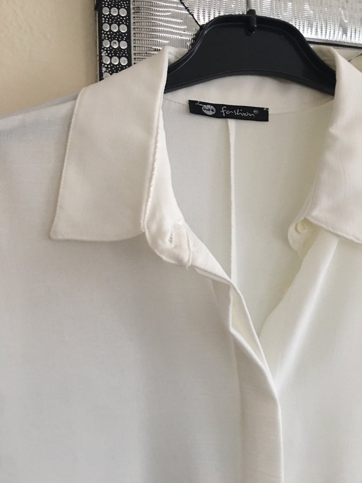 Uzun Kollu Beyaz Kadın Gömlek - Görsel 3