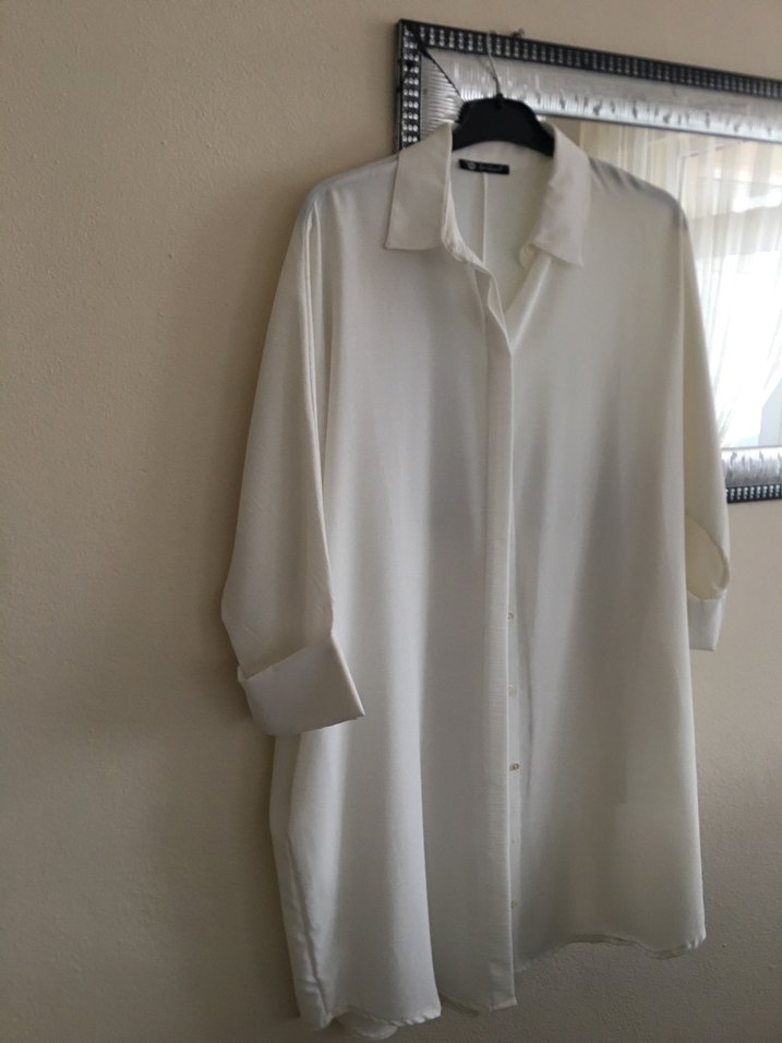 Uzun Kollu Beyaz Kadın Gömlek - Görsel 4