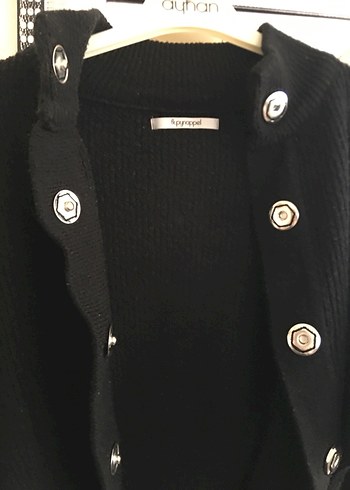 Siyah Kadın Triko Yüksek Yaka Hırka - Görsel 5