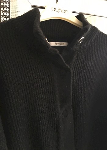 Siyah Kadın Triko Yüksek Yaka Hırka - Görsel 4