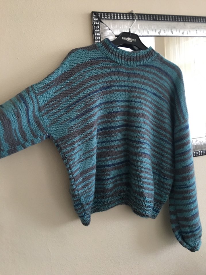 Gri Çizgili Örgü Kadın Kazak - Görsel 4