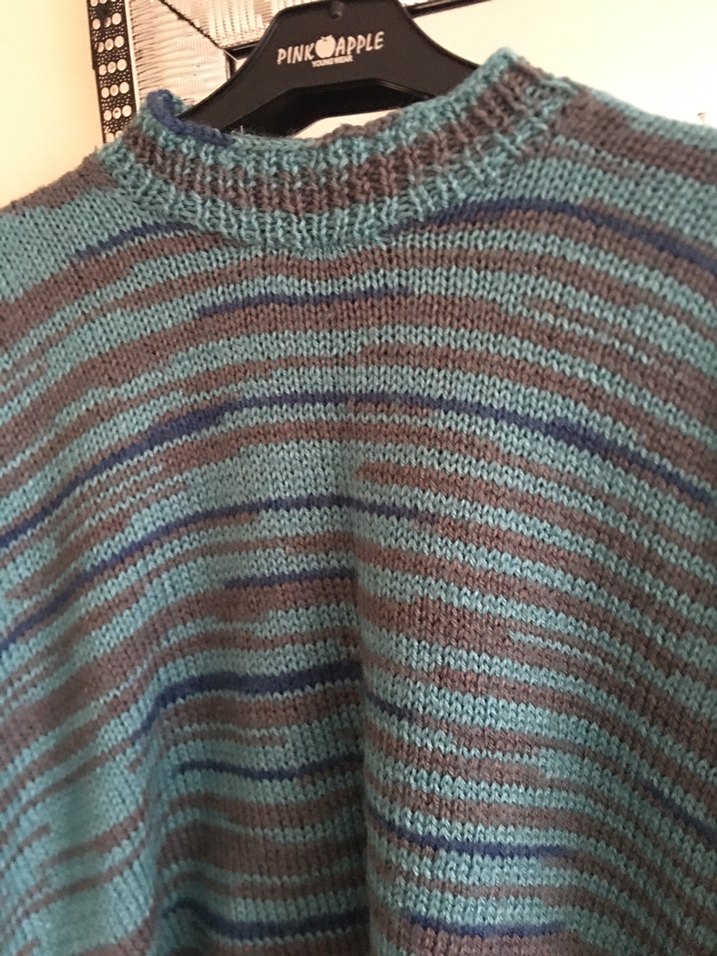 Gri Çizgili Örgü Kadın Kazak - Görsel 3