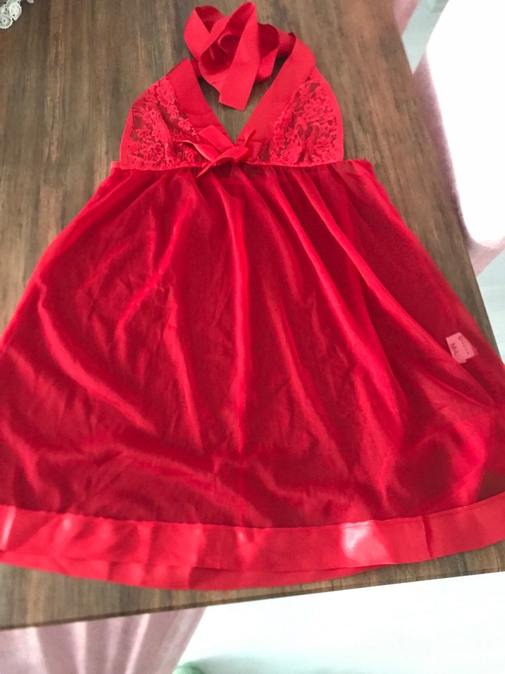 Kırmızı Saten Kurdeleli gecelik - Görsel 4