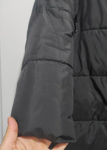 xl Beden Fermuarlı Siyah Uzun Kışlık Kadın şişme Mont