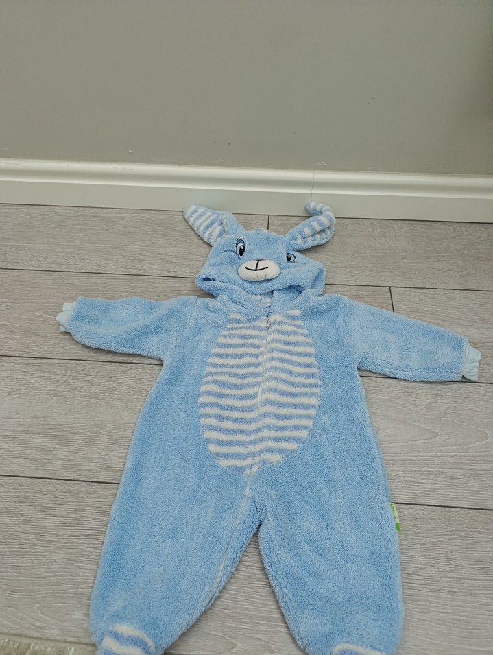 Mavi Tüylü Bebek Tulum - Görsel 3