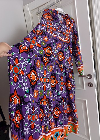 Uzun Renkli Bohem Püsküllü Elbise - Görsel 2