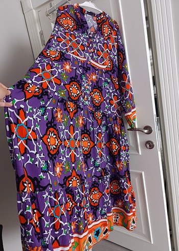 Uzun Renkli Bohem Püsküllü Elbise - Görsel 3