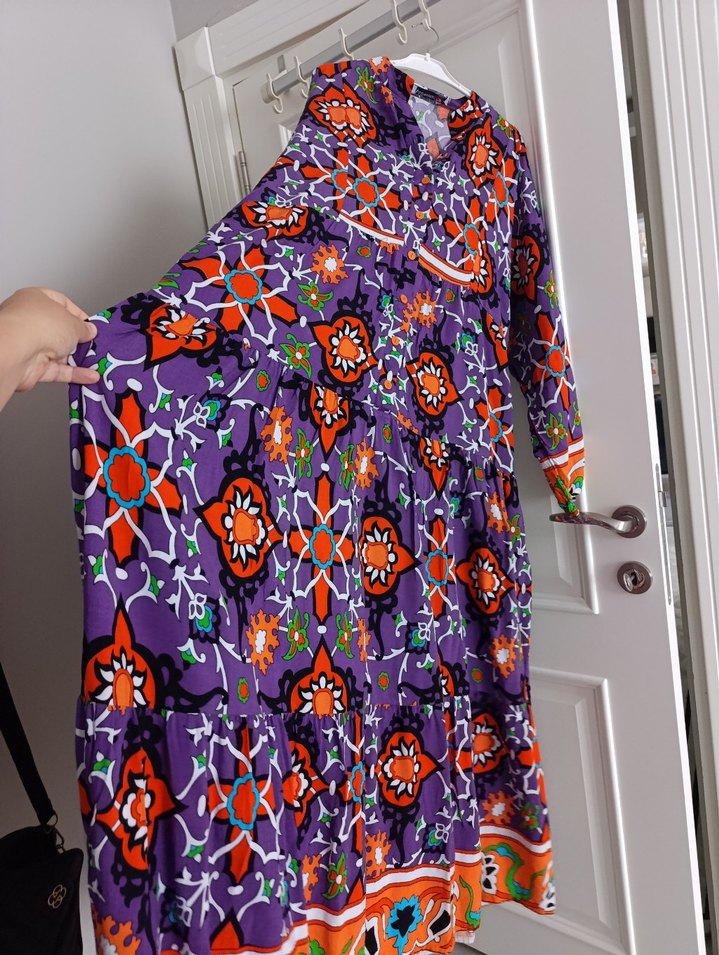 Uzun Renkli Bohem Püsküllü Elbise - Görsel 2