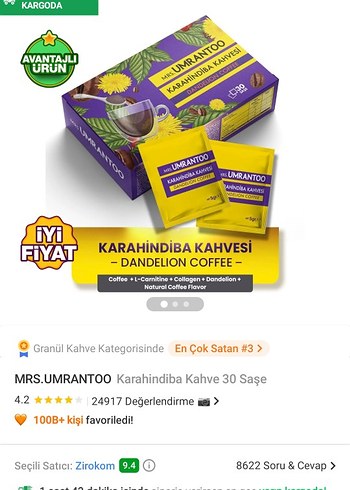 Mrs. Umrantoo Karahindiba Detoks Kahvesi 30 Saşe - Görsel 2