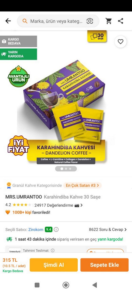 Mrs. Umrantoo Karahindiba Detoks Kahvesi 30 Saşe - Görsel 2